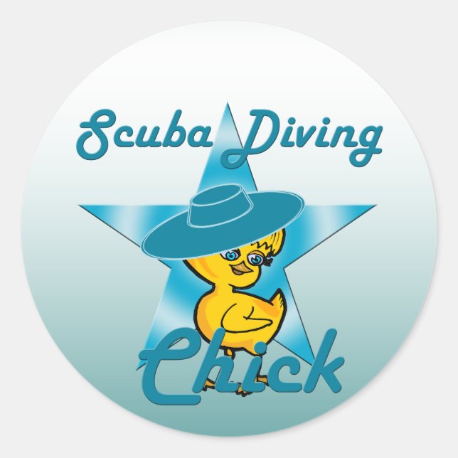 Scuba Diving Chick #7 Classic Round Sticker (Front)