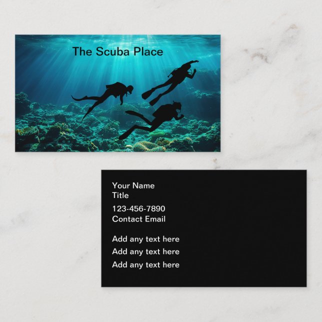 Scuba Diving Class And Equipment Business Card (Front/Back)