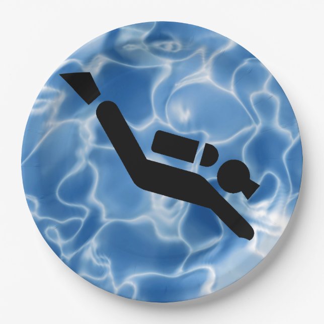 Scuba Diving Design Paper Party Plate (Front)