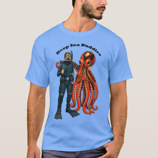 SCUBA Diving Diver Posing with a Giant Octopus URM T-Shirt