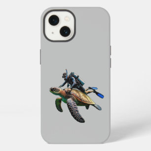 SCUBA Diving Diver Swimming with a Big Turtle URM iPhone 13 Case
