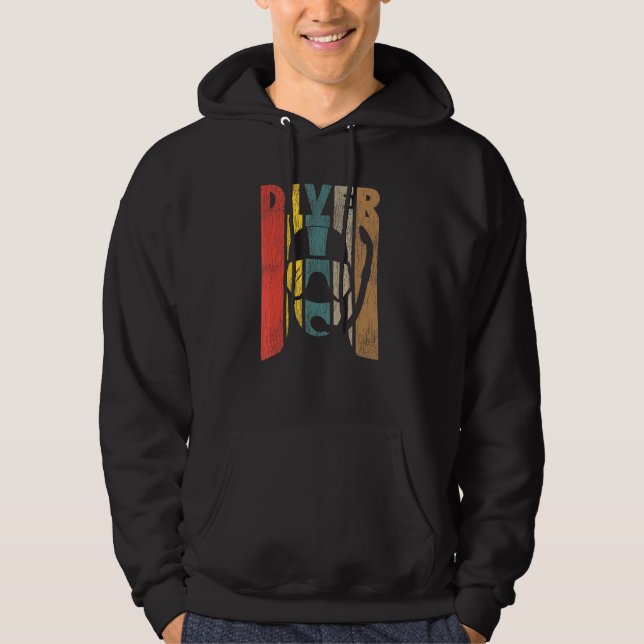 Scuba Diving Diver Vintage Retro Hoodie (Front)