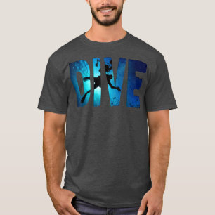 Scuba Diving Divers Shadow Deep Swim  blue & black T-Shirt