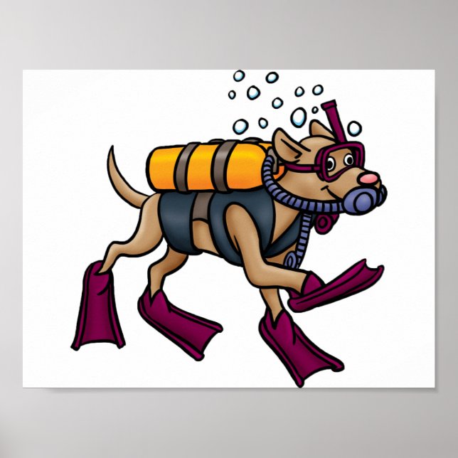Scuba Diving Dog Poster (Front)