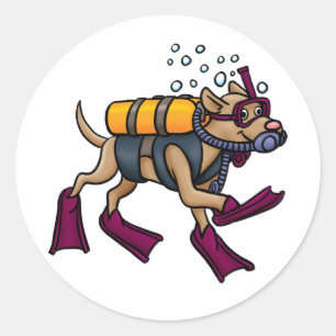 Scuba Diving Dog Stickers