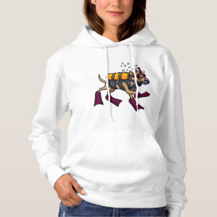 Scuba Diving Dog Womens Hoodie