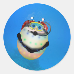 Scuba Diving Easter Egg Classic Round Sticker
