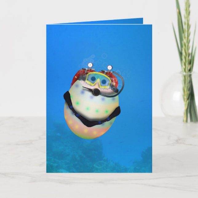 Scuba Diving Easter Egg Holiday Card (Front)
