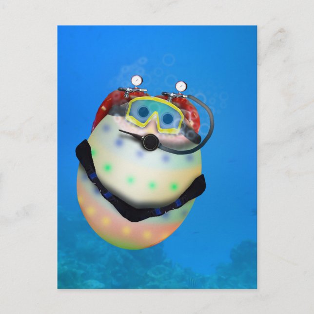 Scuba Diving Easter Egg Holiday Postcard (Front)