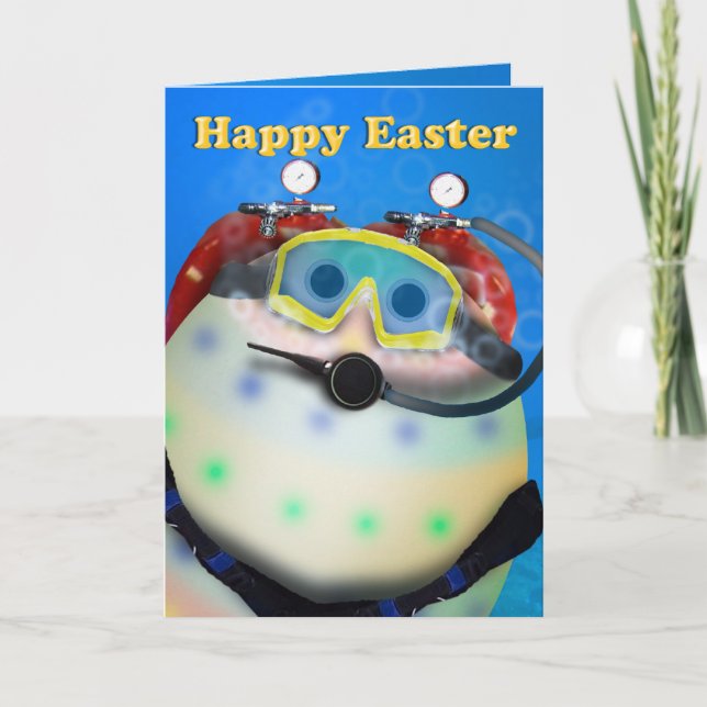 Scuba Diving Easter Eggs Holiday Card (Front)