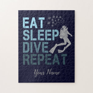 Scuba Diving Eat Sleep Dive Repeat saying Jigsaw Puzzle
