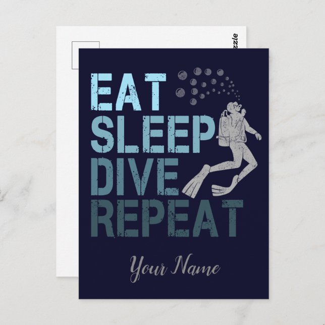 Scuba Diving Eat Sleep Dive Repeat saying Postcard (Front/Back)