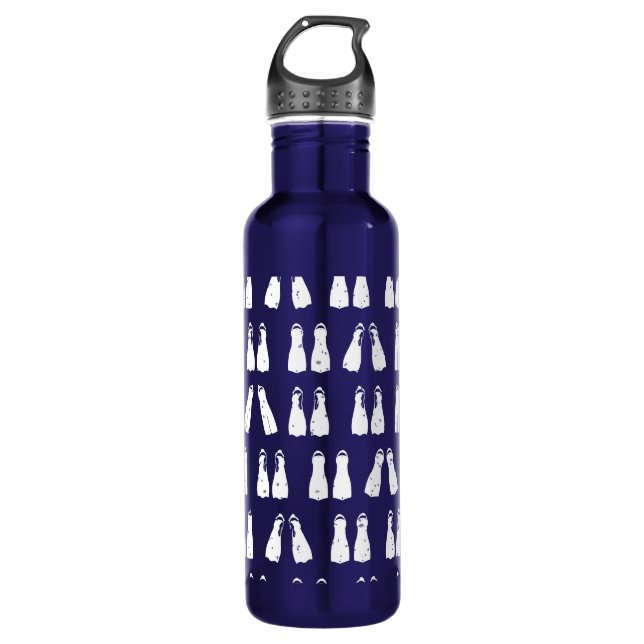 Scuba Diving Fins Fun Diver Graphic Pattern 710 Ml Water Bottle (Front)