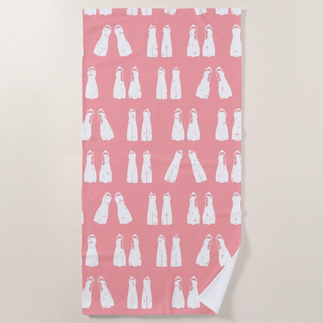 Scuba Diving Fins Fun Pink and White Flippers Beach Towel (Front)