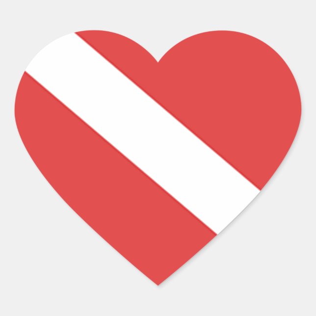 Scuba Diving Flag - Divers Emblem Red White Heart Sticker (Front)