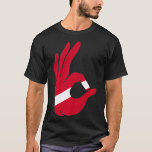 Scuba Diving Flag Hand Ok Sign Scuba Diver   2  T-Shirt