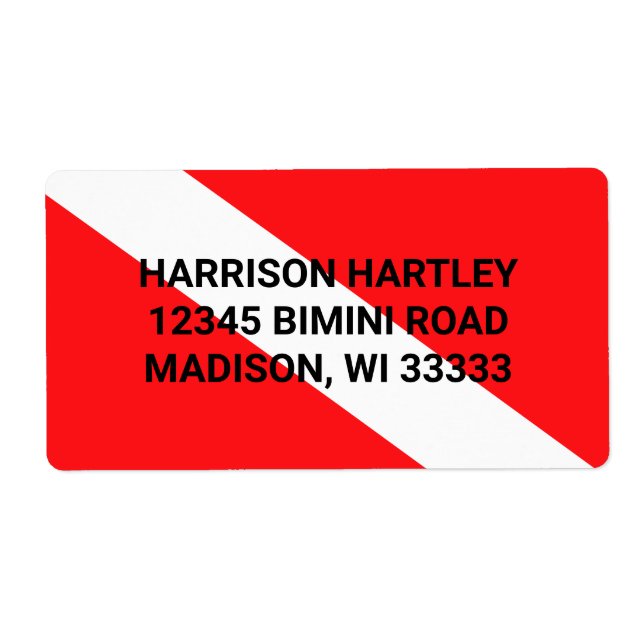 Scuba Diving Flag Shipping Label (Front)