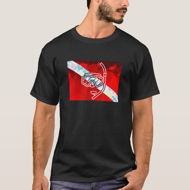 Scuba Diving Flag Snorkel Dive Mask Scuba Diver Sn T-Shirt (Front)