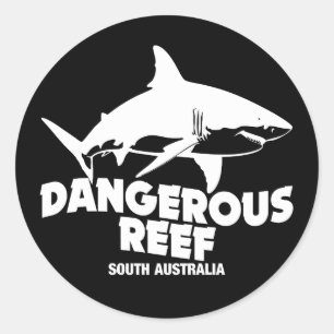 Scuba Diving Great White Sharks - Dangerous Reef Classic Round Sticker