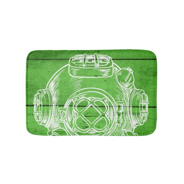 Scuba diving green bath mat (Front)