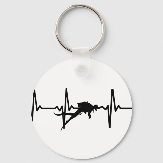 Scuba Diving Heart Pulse Key Ring (Front)