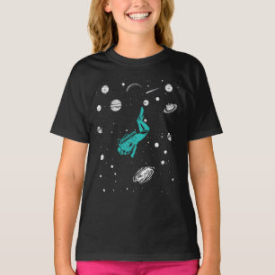 Scuba Diving In Saturn Solar System Space T-Shirt