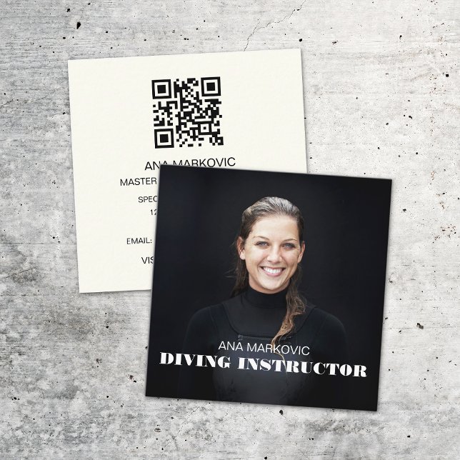 Scuba Diving Instructor Fitness Personal Trainer Square Business Card (Creator Uploaded)