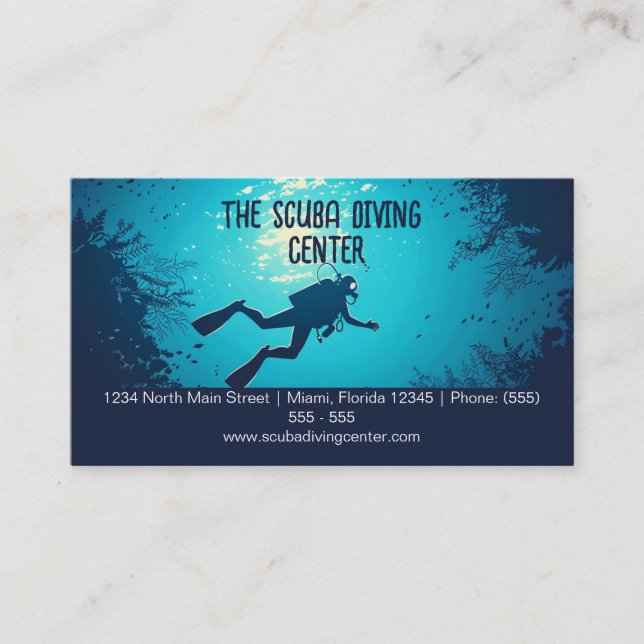 Scuba Diving Instructor Snorkelling Water Sports  Business Card (Front)