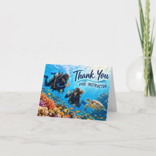 Scuba Diving Instructor Thank You Underwater Diver Card