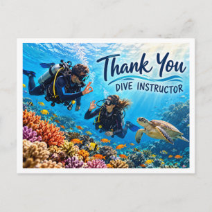 Scuba Diving Instructor Thank You Underwater Diver Postcard