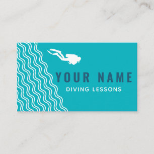 Scuba Diving Lessons Instructor Diver Sea Colour  Business Card