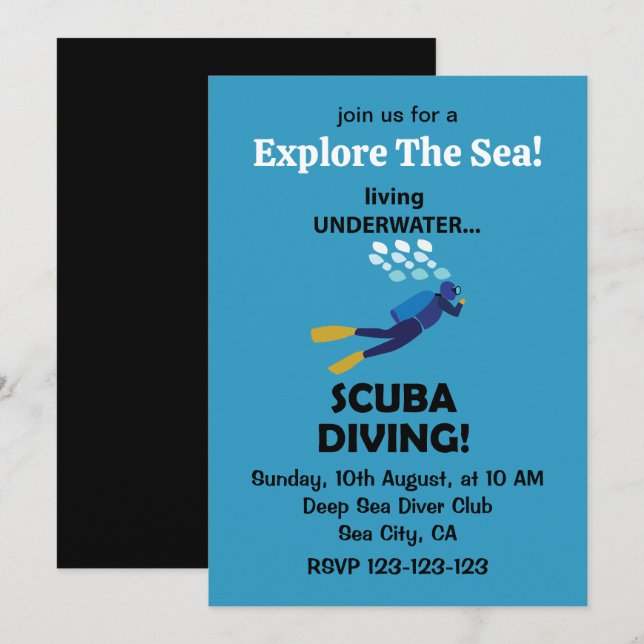 Scuba Diving Living Underwater Scuba Diving Invitation (Front/Back)