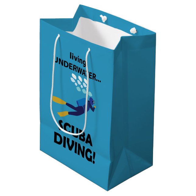 Scuba Diving Living Underwater Scuba Diving Medium Gift Bag (Front Angled)