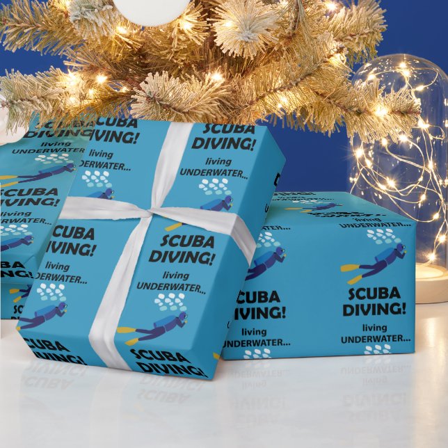 Scuba Diving Living Underwater Scuba Diving Wrapping Paper (Holidays)