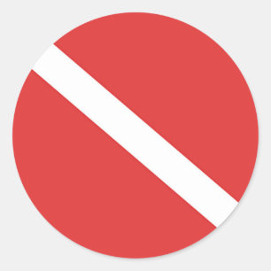 Scuba Diving Logo- Diver's Red White Flag Classic Round Sticker