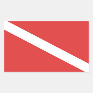 Scuba Diving Logo- Diver's Red White Flag Rectangular Sticker