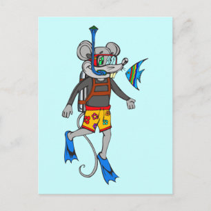 Scuba Diving Mouse Postcard