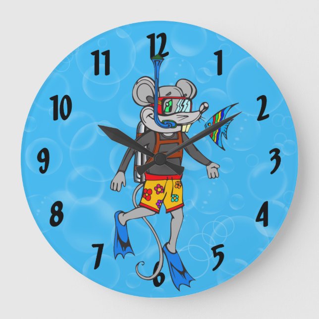 Scuba Diving Mouse Wall Clock (Front)