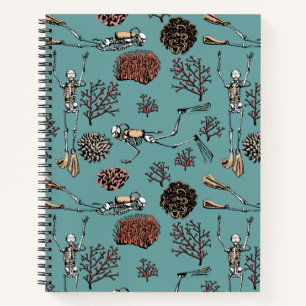 Scuba Diving Ocean Skeleton Divers Notebook