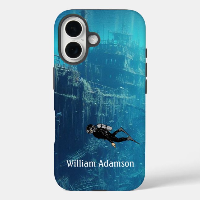 Scuba Diving on Sunken Ship personalise Case-Mate iPhone Case (Back)