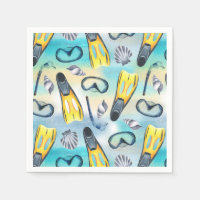 Scuba Diving Paper Napkins, Underwater Ocean Party