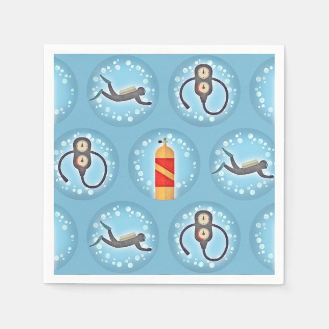Scuba Diving Pattern - Cute Scuba Theme Napkin (Front)