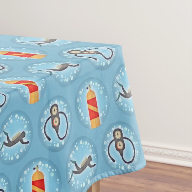 Scuba Diving Pattern - Cute Scuba Theme Tablecloth (In Situ)