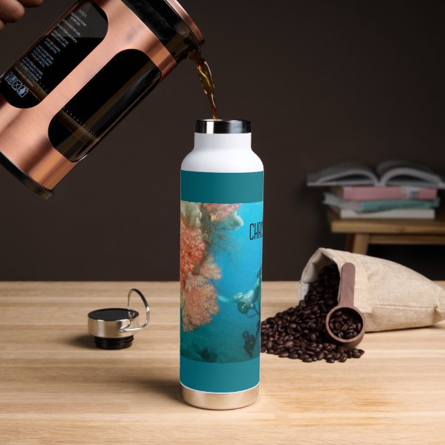 Scuba Diving Personalised Water Bottle (Coffee)