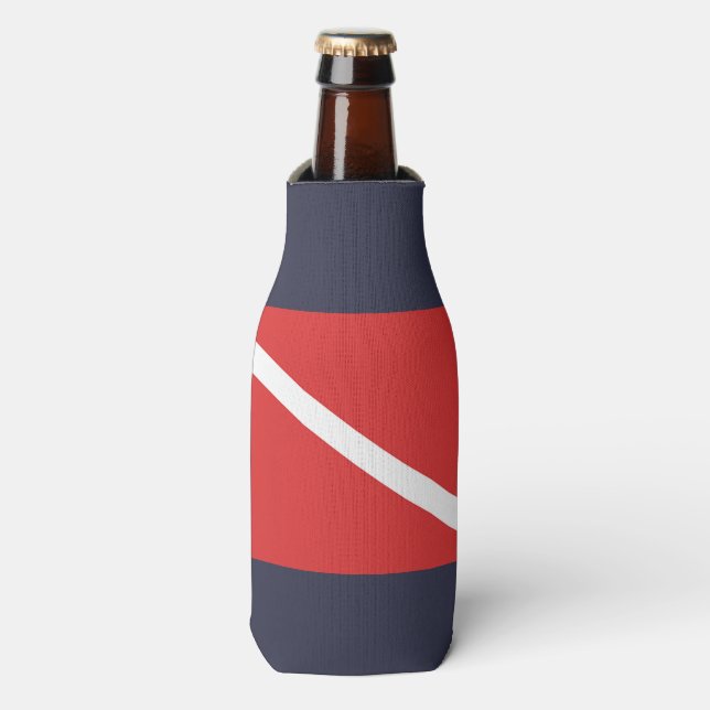 SCUBA DIVING RED FLAG SYMBOL, DIVERS BOTTLE COOLER (Bottle Front)