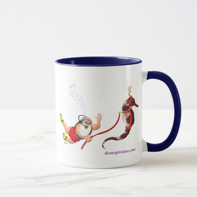 Scuba Diving Santa & Seahorse Mug (Right)