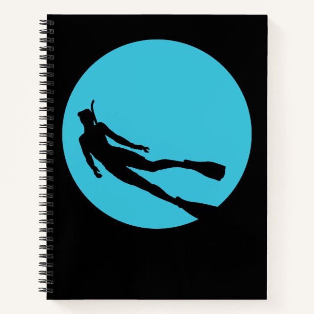 Scuba Diving Silhouette Notebook (Front)