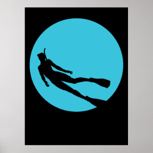 Scuba Diving Silhouette Poster