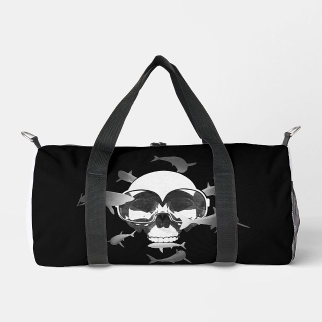 Scuba Diving Skull and Sharks Duffle Bag (Front)