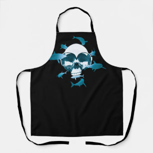 Scuba Diving Skull and Sharks Graphic Design Apron